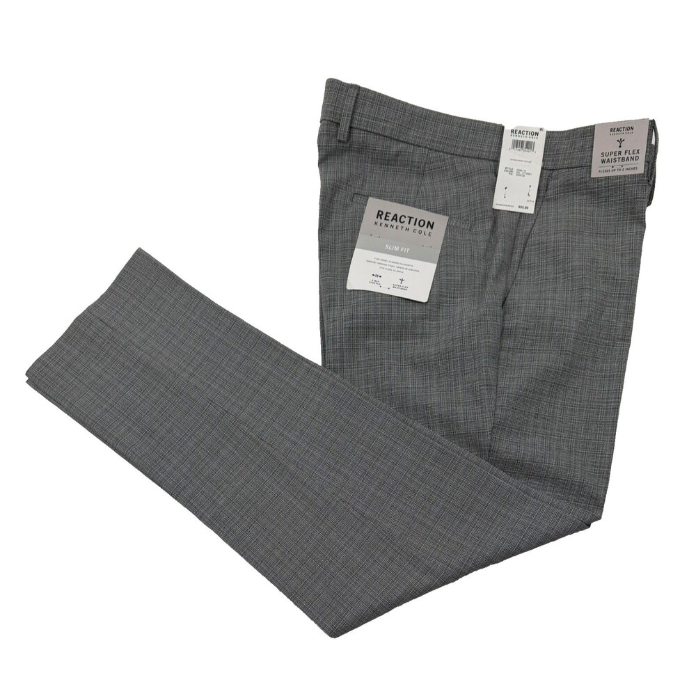 $95 NEW KENNETH COLE REACTION Mens 38x32 Light Gray Dress Pants/Slacks
